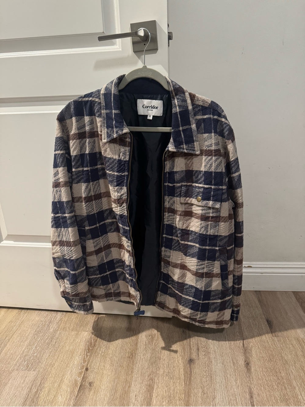 Corridor Navy & Brown Plaid Lightweight Shirt Jacket